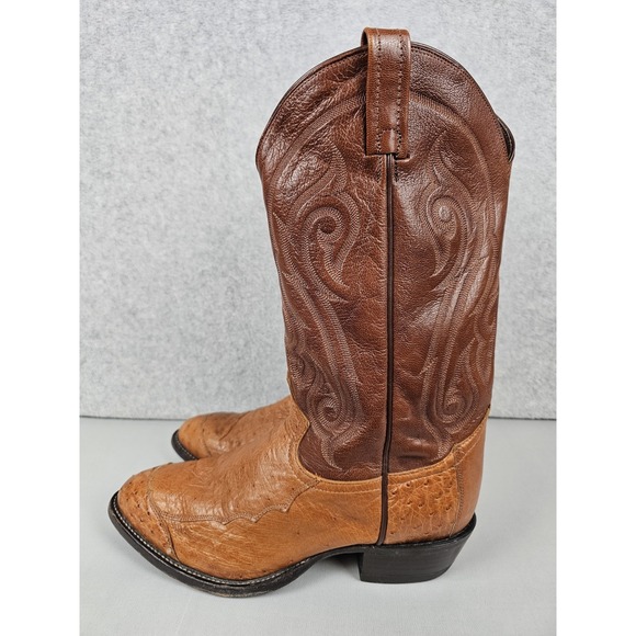 Tony Lama Other - Tony Lama CZ906 Smooth Ostrich Quill Cowboy Boots Mens 10 D Peanut Brittle